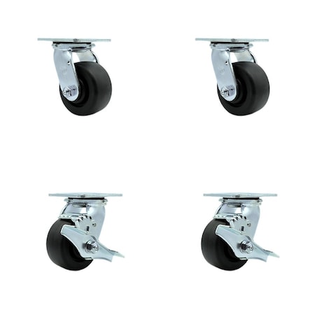 Service Caster Tool Box Caster Wheel Set 4'' Polyolefin Swivel Casters, 4PK TOOL-SCC-30CS420-POB-2-TLB-2